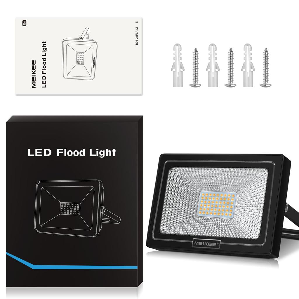 MEIKEE 50W LED Floodlight Flood Light Bulb Color 3000K 4800LM IP66 Waterproof Sign Light Lighting Equipment Work Light Parking Lot Entrance Light