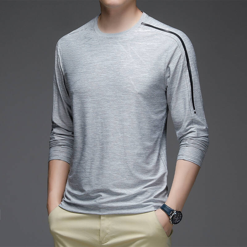 Autumn Thin Long-sleeved T-shirt for Men's Sports and Casual Running Fitness Undershirt for Youth Round Neck T-shirt Base Shirt