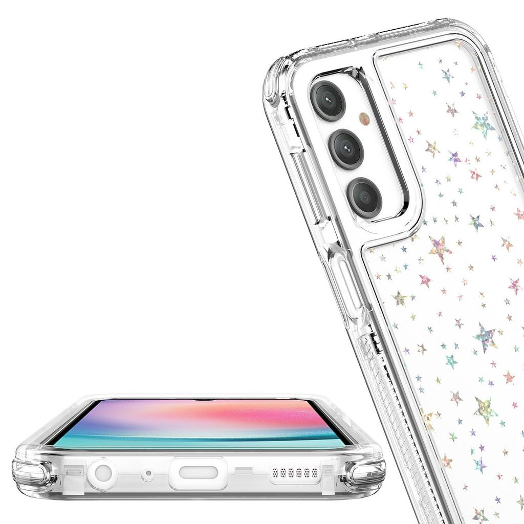 Для Samsung Galaxy A24 4G (162.1мм) Прозрачный акриловый гибридный чехол из ТПУ для телефона с пленкой, напечатанной лазером