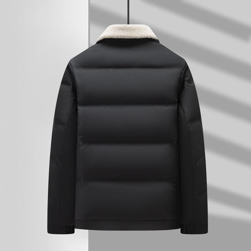 Мужская куртка-пуховик осень-зима новый стиль съемный воротник из овечьего меха повседневный теплый молочный шелковый пуховик для мужчин