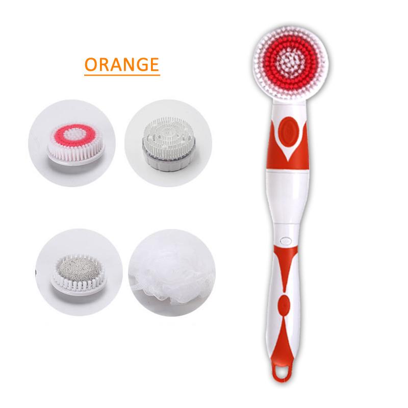 NEW 4-In-1 Electric Bath Brush Long Handle Waterproof Body Cleansing Brush Massage Home Shower Clean Spa System Health Care