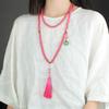 GEMCHIC Women's Chinese Style Multi-Layer Long Beaded Tassel Necklace, Versatile Back Chain, Ethnic Boho Fashion Jewelry