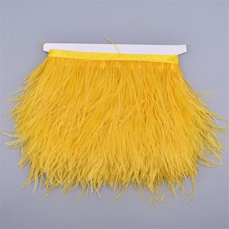 10Meters Colored Ostrich Feathers On Ribbon Trim 8-10Cm Skirt Fringe On Tape Ostrich Feather Trims Sewing Trimmings Decoration