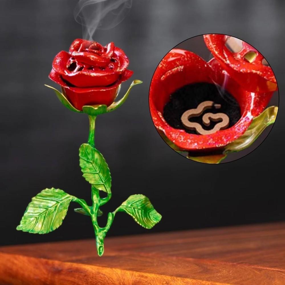 Handcrafted Metal Rose Burner Sturdy Aromatherapy Burner Rose Ornament Incense Holder Dining Room