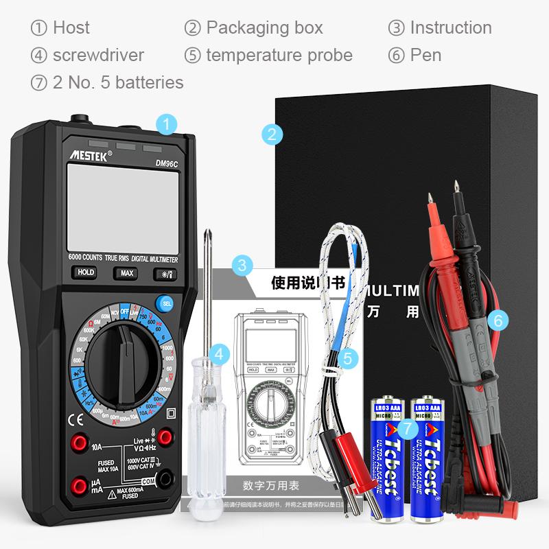 Digital Multimeter 6000 Counts with Auto Range AC/DC Voltage Current Temperature & Capacitance Measurement