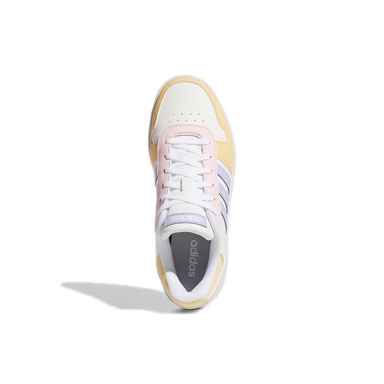 Adidas Neo Hoops 2.0 Leather Patchwork Low-Top Retro Basketball Shoes Women Sneaker White Yellow Pink GY5903