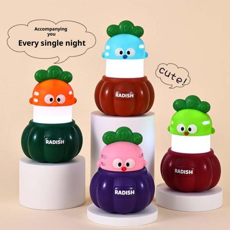 1Pcs Anime Figure White Light Atmosphere Decor Radish Doll Small Night Light Electronic Luminous Toy Cute Shape Children Gift