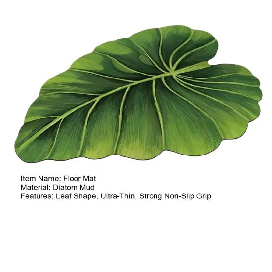 Коврик для ванной с рисунком зеленых листьев, нескользящий коврик для пола, ультратонкий, быстросохнущий, безопасный, устойчивый, тропический декор