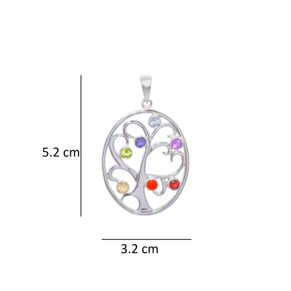 Sterling Silver Chakra Pendant: Multi-Gemstone Healing Jewelry