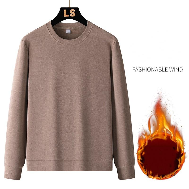 Мужская осенне-зимняя флисовая толстовка с круглым вырезом и флисовой футболкой с длинным рукавом Корейская версия повседневной толстовки с капюшоном Trend Fashion Base Top