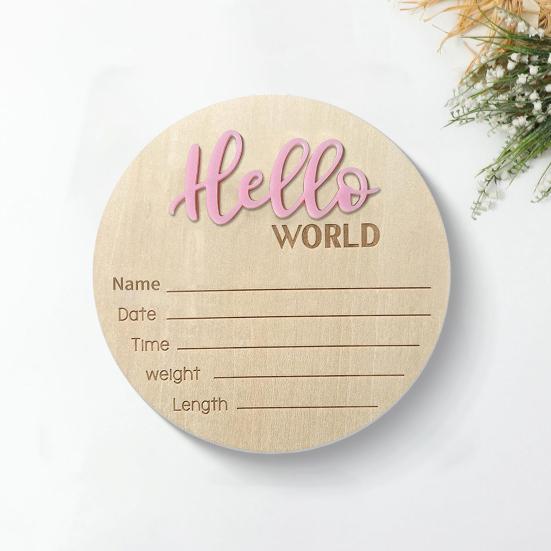 Деревянный знак «Здравствуй, мир, новорожденный», табличка «Имя, дата»