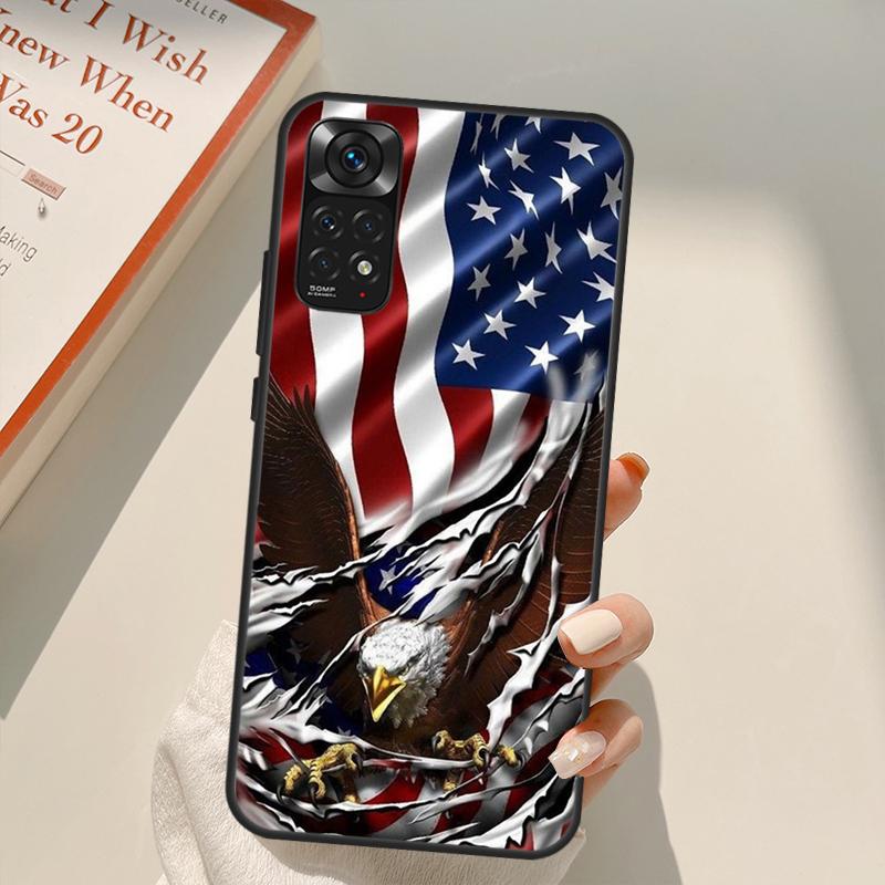 American USA Flag Eagle Case For Xiaomi Redmi Note 10 8 9 11 Pro 8T 9S 10S 11S Redmi 10C 9C 9A 9T K50 K40 Gaming