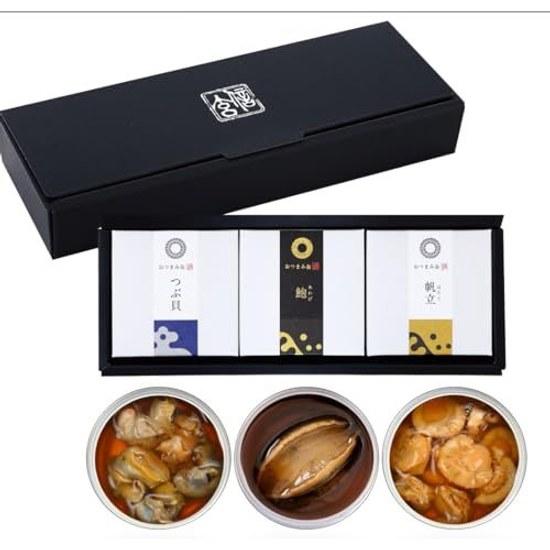 Shingen Foods Premium Snack Can Gift Set (3 A) Abalone Scallop Whelk Shellfish Snacks Birthday Present