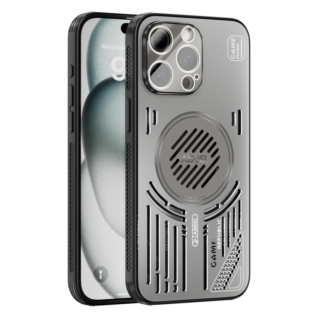 ABEEL For iPhone 14 Pro Max Magnetic Case Aluminium Alloy+PC+TPU Hollow Heat Dissipation Phone Cover
