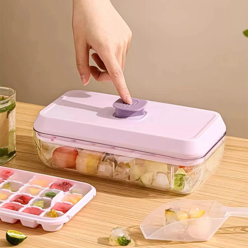 Quick Release Ice Cube Tray With Storage Box And Scoop 18/32 Cavity Food Grade Ice Mold For Cocktails Whiskey And Daily Drinks