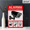 Двусторонняя плоская алюминиевая табличка 8x12 "ALARMA" Прочная уличная алюминиевая табличка для бизнеса и правил парковки