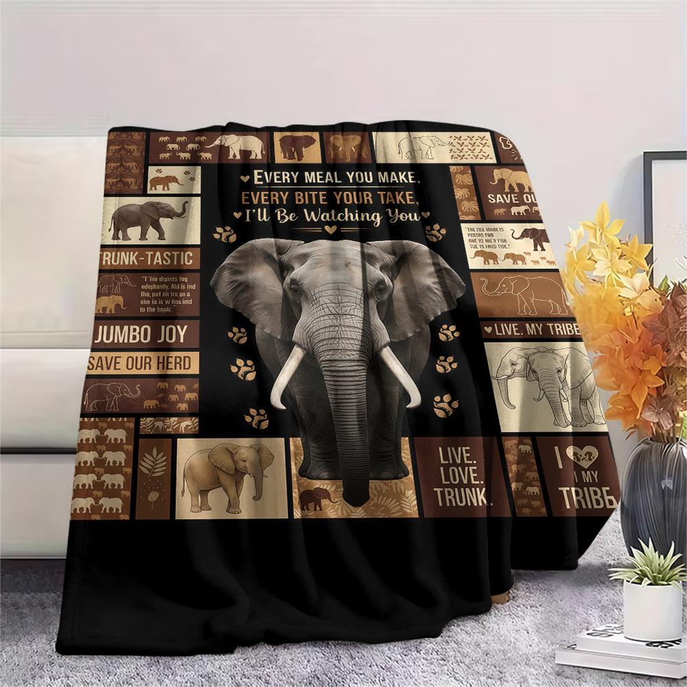 Splicing Elephant Shark Cat Print Flannel Blanket,High quality Comfortable for All Seasons,Home Decor,Warmth and Comfort,Perfect for Christmas Gifts