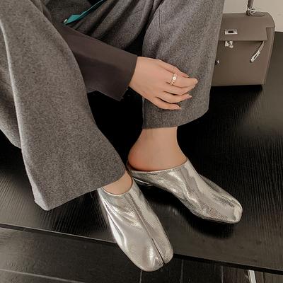 Модные туфли-лодочки на низком каблуке для женщин, квадратный носок, разделяющие пальцы, шлепанцы из натуральной кожи, весенне-летние, лаконичные, повседневные, для работы, женские, новые