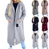 Women's Fashion Jacket Casual Solid-color Long-sleeved Cardigan Hoodie Long Coat