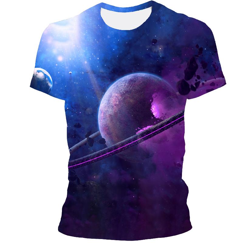 Vast Starry Sky Universe Graphic T Shirts For Men Summer Fashion 3D Space Planet Pattern T-shirt Personality Cool Style T-shirts