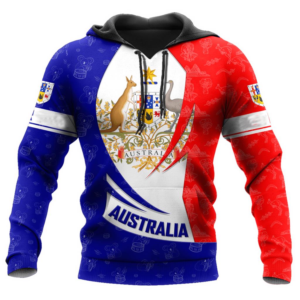 New Australia Men's Hoodies 3D Full Printing Kangaroo Autumn Long Sleeve Casual Australia Flag Streetwear Designer Hooded Hoodie