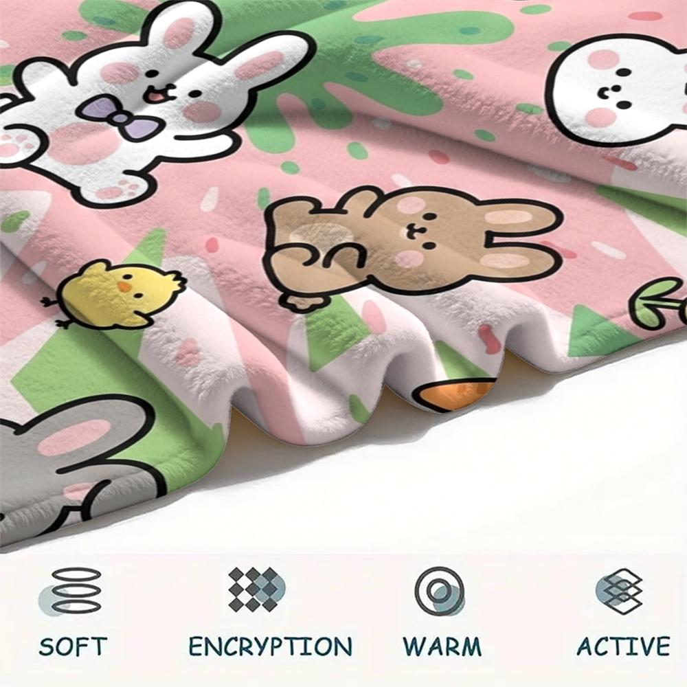 1Pc Cute Cartoon Print Flannel Blanket, High quality Comfortable for All Seasons, Home Decor, Warmth and Comfort, Perfect for Christmas Gifts W47