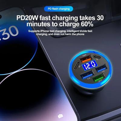 200 Вт 6 портов автомобильное зарядное устройство быстрая зарядка PD QC3.0 USB C автомобильное зарядное устройство для телефона адаптер типа C в машину для iPhone Samsung Huawei Xiaomi