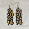 Stylish Holiday Theme Ear Pendants Happy New Year Drop Dangle Shimmering Earrings Jewelry Colorful Ear Adorments AXYD