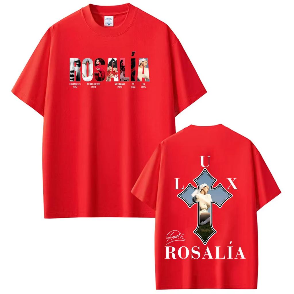 Singer Rosalia Lux 2026 Album Cover Tour Print T Shirts High Quality Cotton Oversized Casual Summer Unisex And Unisex TShirt