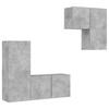 4 Piece Wall Unit in Concrete Grey Made of Wood Based Material