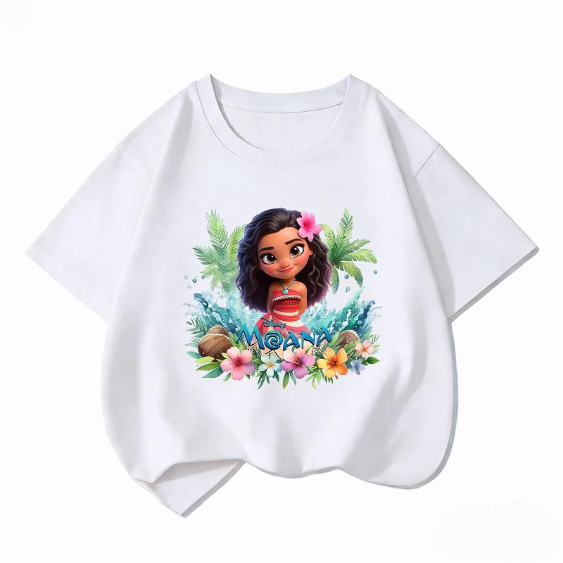 Potdemiel Disney Моана 2 Новая детская футболка 100% хлопок, для мальчиков и девочек, повседневная, удобная, дышащая детская футболка