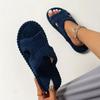 Elegant Women's Striped Slippers - Soft, Comfortable Fabric with Rubber Sole for All Seasons