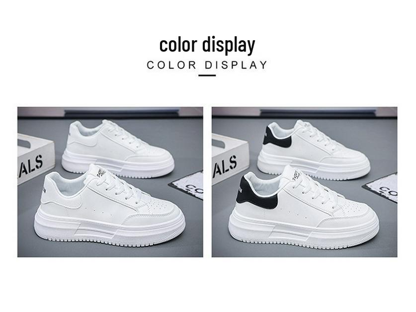 Мужские весенние дышащие белые кроссовки: Трендовые повседневные спортивные туфли на толстой подошве в корейском стиле