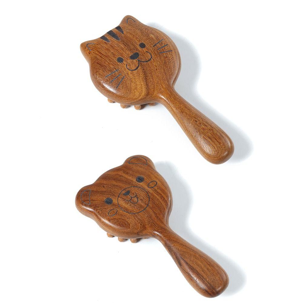 Расческа для волос сандалового дерева Bear, кошачья деревянная длинная массажная расческа Kawaii, гладкая щетка для волос для женщин и мужчин