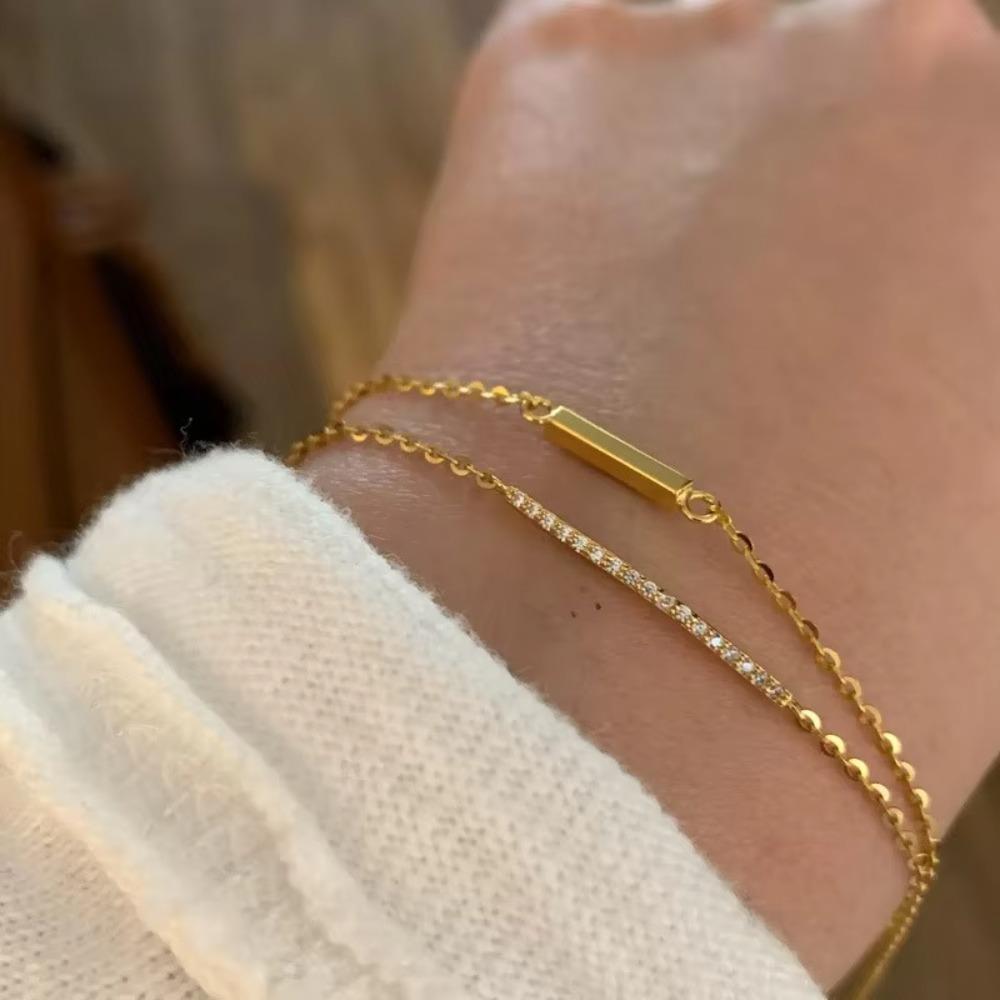 Lightweight Zircon Chain Bracelet Silver Color Pulseras Mujer Sweet Silver Bracelet Women