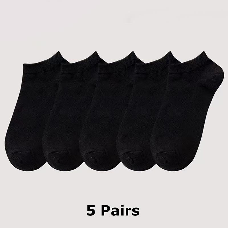 Комплект из 5 шт. хлопковых носков-лодочек с низким верхом, дышащие носки с защитой от пота и запаха, с коротким носком и длиной до середины икры