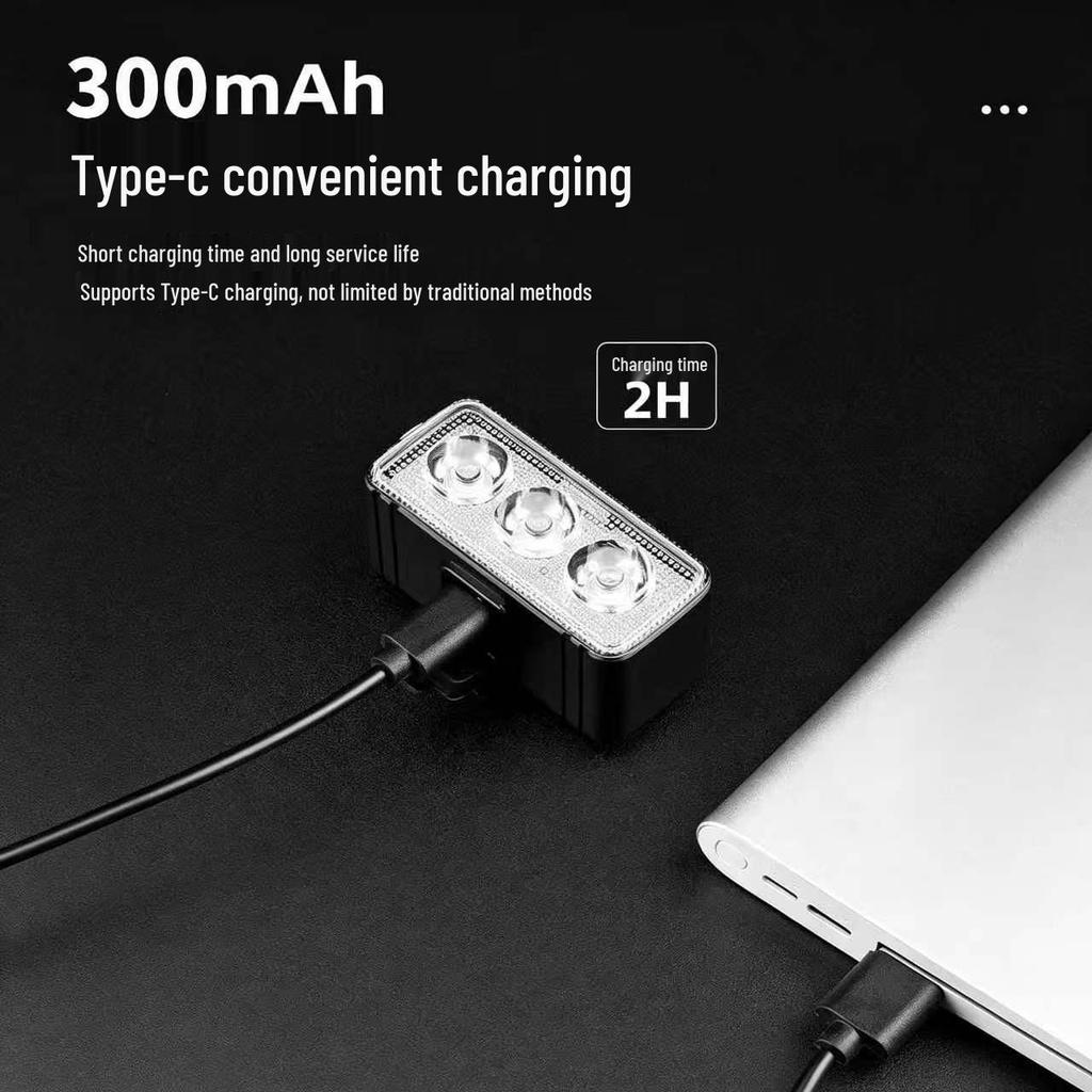 High-Brightness Waterproof Bicycle Head & Taillight with Type-C Charging for Night Cycling