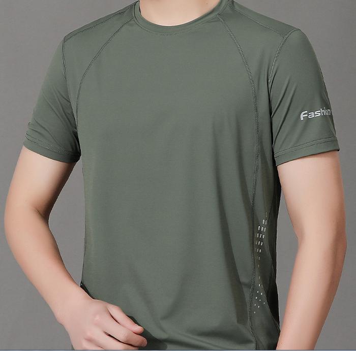 Футболка размера плюс с короткими рукавами из ледяного шелка для мужской быстросохнущей одежды, летний дышащий эластичный костюм для фитнеса, верхняя спортивная футболка для бега