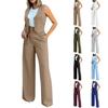 Women's Fashion Casual Suit Vest Sleeveless Wide-leg Pants Casual Suit