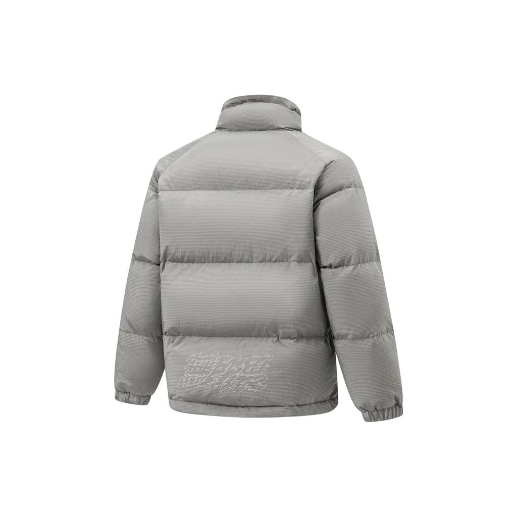 Li Ning Plain Stand Collar Loose Short Down Jacket Unisex Outwear Oatmeal-Gray AYMT171-3