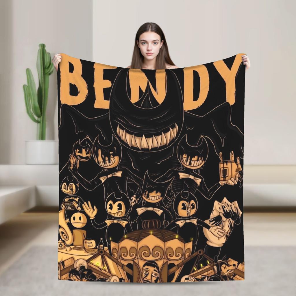 Bendys Horror Game Inked Machines Flannel Fashion Blanket Puzzle Vintage Throw Fashion Blanket for Home Hotel Sofa 200x150cm Ultra-Soft