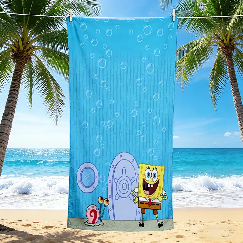 1Pc Spongebob'S Underwater Adventure Beach Towel Quick Dry Multiuse For Beach Pool Gym Yoga Home Travel Christmas Halloween Xmas Gift L1479