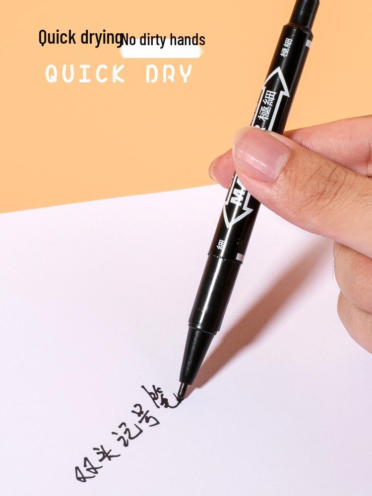 **Двусторонний детский маркер для рисования - Черный/Красный/Синий, Тонкий кончик, На водной основе**