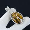 Tiger's Eye Pendant Gemstone, Handmade 925 Sterling Silver Pendant, Tiger's Eye Wire Wrapped Jewelry, Tiger's Eye Tree Of Life Pendant Gifts