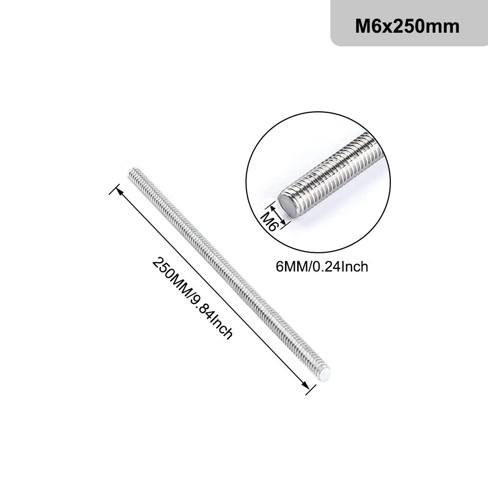 1шт резьбовой стержень 304 нержавеющая сталь винт M2 M2.5 M3 M4 M5 M6 M8 M10 M12 M16 M18 M20
