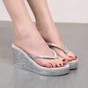 Fashion Summer Platform Women Slippers High Heel Wedges Slides Sequins Rhinestones Ladies Flip Flops Casual Female Sandals Sexy Shoes