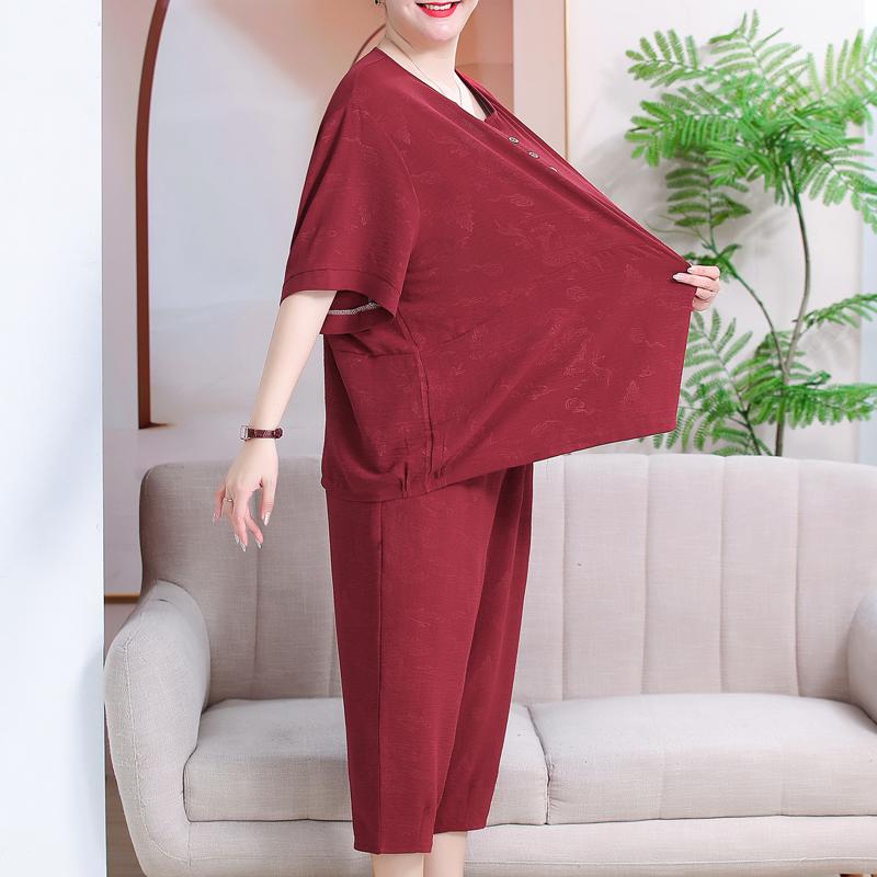Летний женский костюм больших размеров размера плюс 3XL-7XL, повседневный элегантный свободный комплект с короткими рукавами и брюками, летняя одежда высокого качества