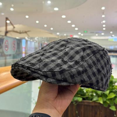 Ретро клетчатая кепка с козырьком женская осенне-зимняя шляпа для большого обхвата головы повседневная универсальная кепка газетчика для лица