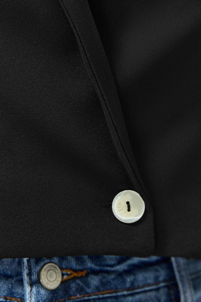 Women's Style Plus Size Black Blazer Woven Jacket