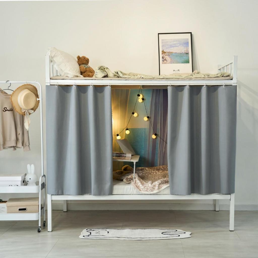 Кровать Блэкаут Студенческое общежитие Кровать Двухъярусная Комнатный разделитель Скандинавский Репеллент от насекомых Для верхнего и нижнего яруса Комар Легко жить 1 Серые шторы,